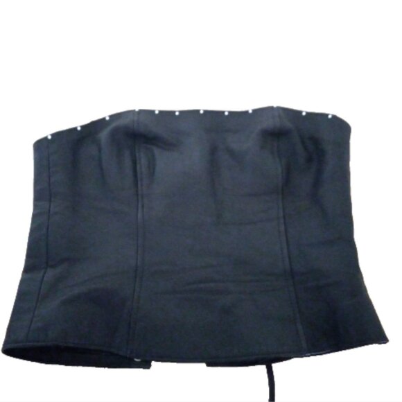 Women's Black Bustier Corset Top Sz S Strapless Lace Up Back Crystal Detail - Picture 1 of 10